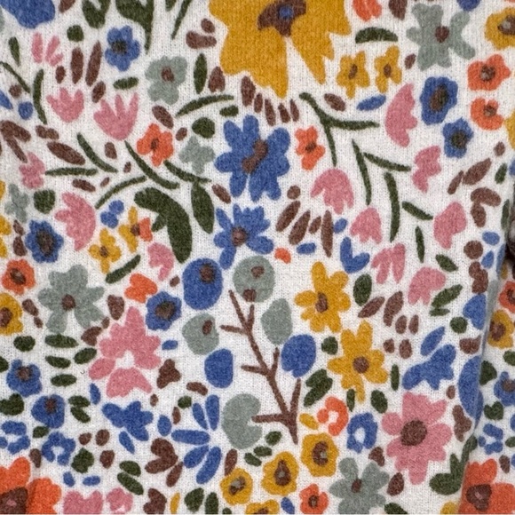 NWT Boden Wool Alpaca Floral Puff Sleeve Button Up Cardigan Sweater Size Large - Picture 8 of 12